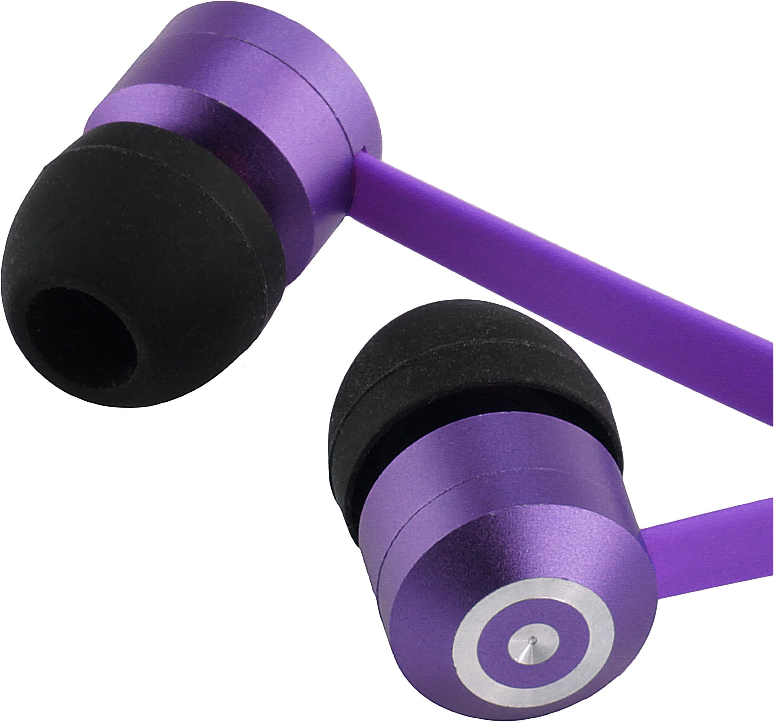 KitSound Ribbons In-Ear Earphones with Microphone and Pole Adapter Compatible with Smartphones, Tablets and MP3 Devices - Purple