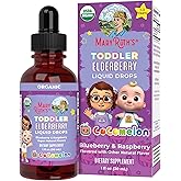 MaryRuth Organics Cocomelon Toddler Elderberry Syrup, USDA Organic Elderberry, Sugar Free Kids Immune Support Supplement for