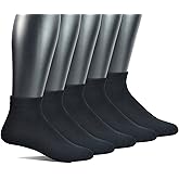 Yomandamor Men's 5 Pairs Non-binding Flat-Knit Ankle Diabetic/Dress Socks with Seamless Toe(Big and tall available)