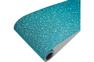 CRE8TIVE Teal Blue Glitter Wallpaper Border Peel and Stick Wall Border Sparkle Glitter Contact Paper Self Adhesive Fabric Blue Wallpaper Border Sticker Removable Roll for Bathroom Bedroom Walls 8"x80"