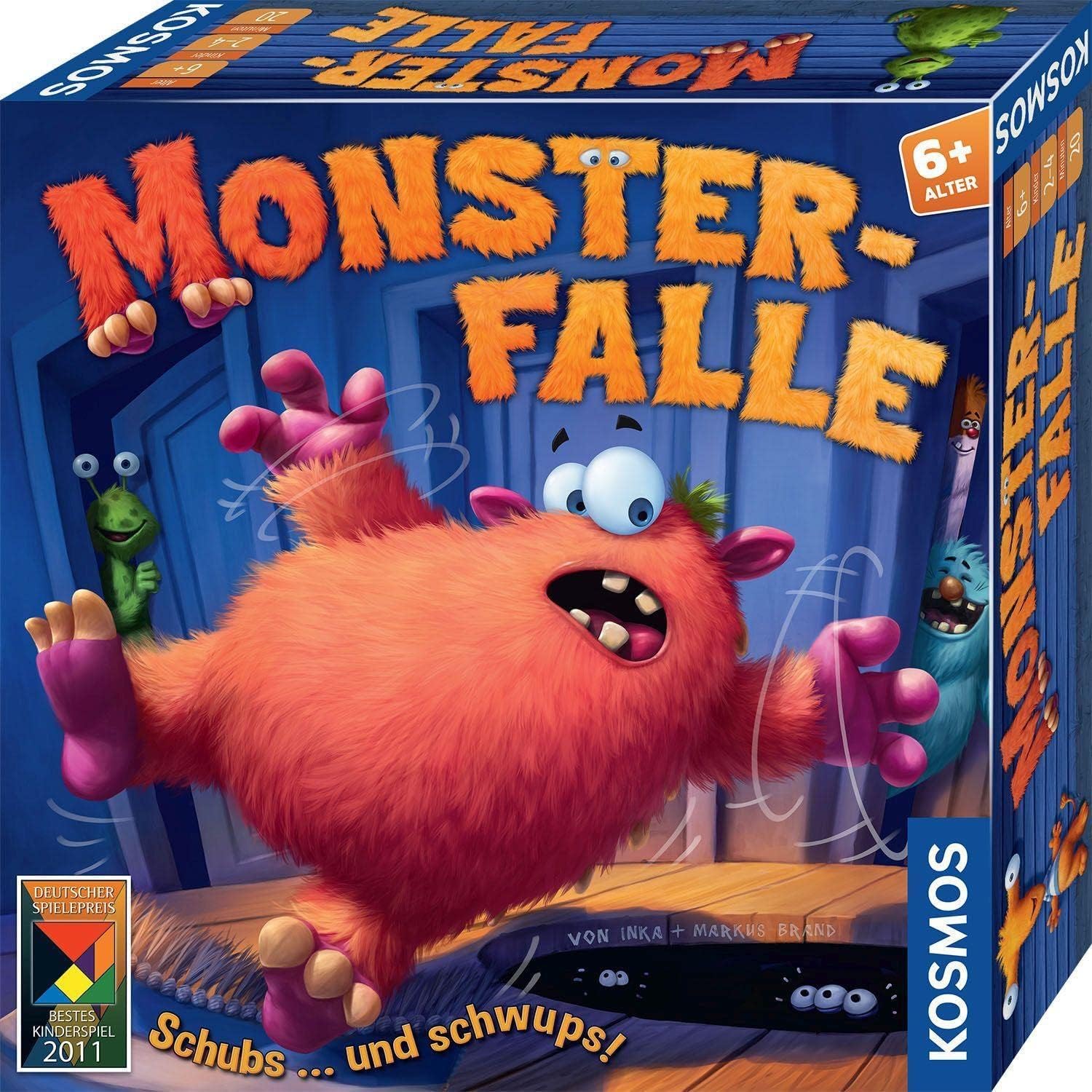Kosmos 682637 Monsterfalle, Das lustiges Kinderspiel ab 6 Jahre, für 2 bis 4 Personen, Brettspiel mit besonderem Schiebemechanismus, kooperatives Familienspiel, spannendes Gesellschafttspiel