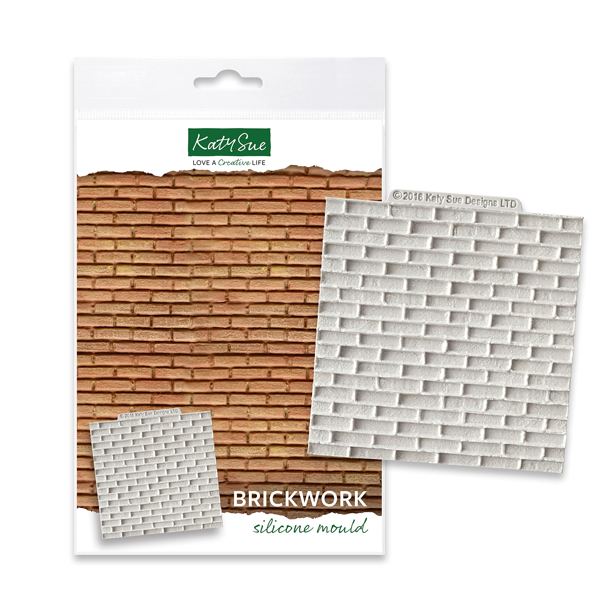 Katy Sue Brickwork Silicone Mould for Cake, Cookie Decorating, & Craft. A Brick Wall Texture Mould to Use with Fondant, Sugar Paste, & Air Drying Clay from Katy Sue Designs Fondant Moulds