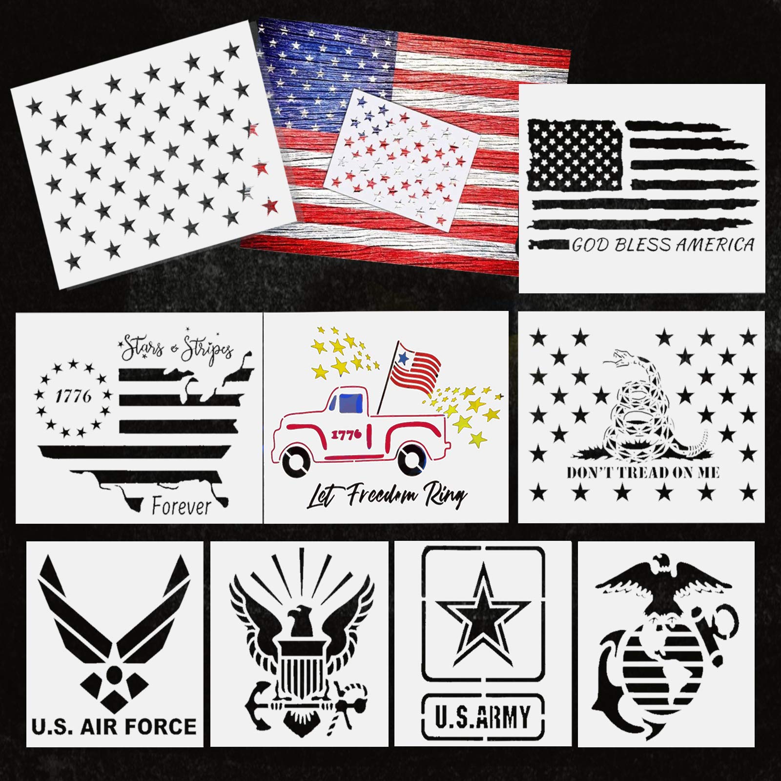 Buy Patriotic Stencils Large American Flag Stencil Set USA Military 