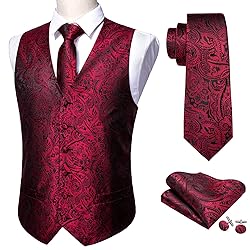 Barry.Wang Mens Suit Vest Paisley Silk Jacquard