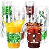 50 PCS Football Cups, 16 OZ Football Party Cups, Thickened Football Plastic Cups, Disposable Clear Drinking Cups in 2 Designs for Football Party Supplies Football Party Decorations Touchdown Favors