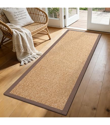 SAFAVIEH Natural Fiber Collection NF444A – Alfombra De Pasillo De 2 Pies 6 Pulgadas X 10 Pies Diseno De Sisal En Espiga De Borde Facil Cuidado