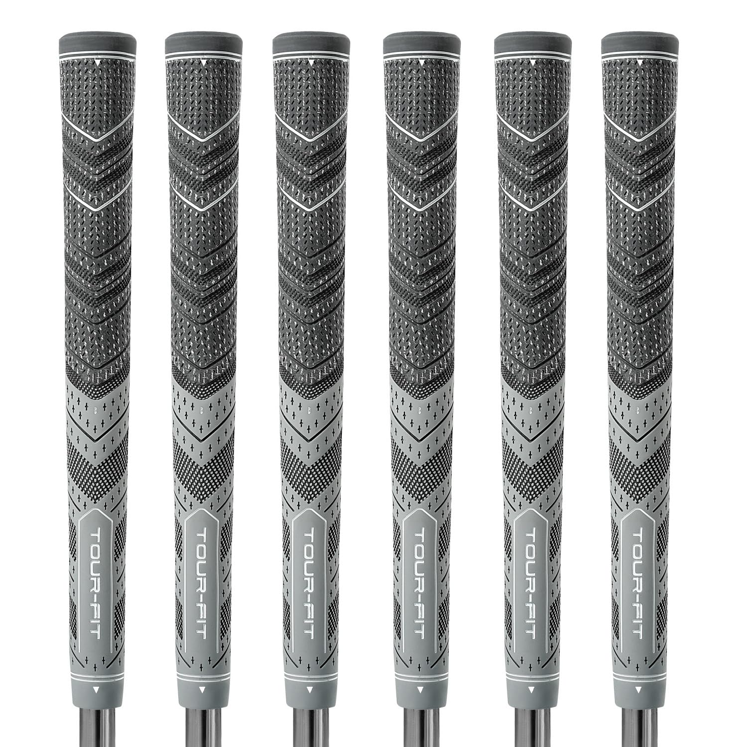 Golf Grip Tour Fit Dual Compound Premium Half Cord Golf Grips Standard Midsize Golf Grips with Golf Tape Set of 1/3/6/9/13 (Midsize, Black/Gray set of 6)