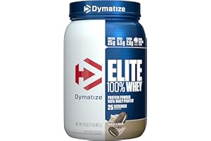 Dymatize Elite 100% Whey Protein Powder, 25g Protein, 5.5g BCAAs & 2.7g L-Leucine, Quick Absorbing & Fast Digesting for Optimal Muscle Recovery, Cookies & Cream, 2 Pound, 25 Servings