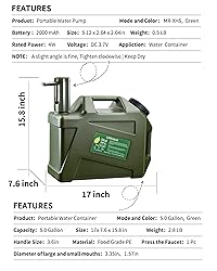 UPWOIGH Portable 5 Gallon Water Jug with Automatic