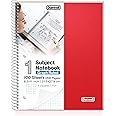 Dunwell Graph Paper Notebook 8.5 x 11 (Red) Plastic Cover, 100 Sheets (200 Pages), 4x4 Squares, 1 Subject Graph Paper Spiral Notebook, 1/4" Grid, Pocket Divider, Easy Tear-Off, 3-Hole Punched