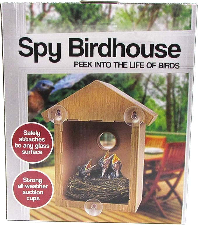 Spy House See Through Two Way Mirrored Bird House Suction Cup Window