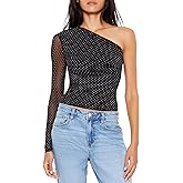 Forever 21 Womens Rhinestone One-Shoulder Crop Top