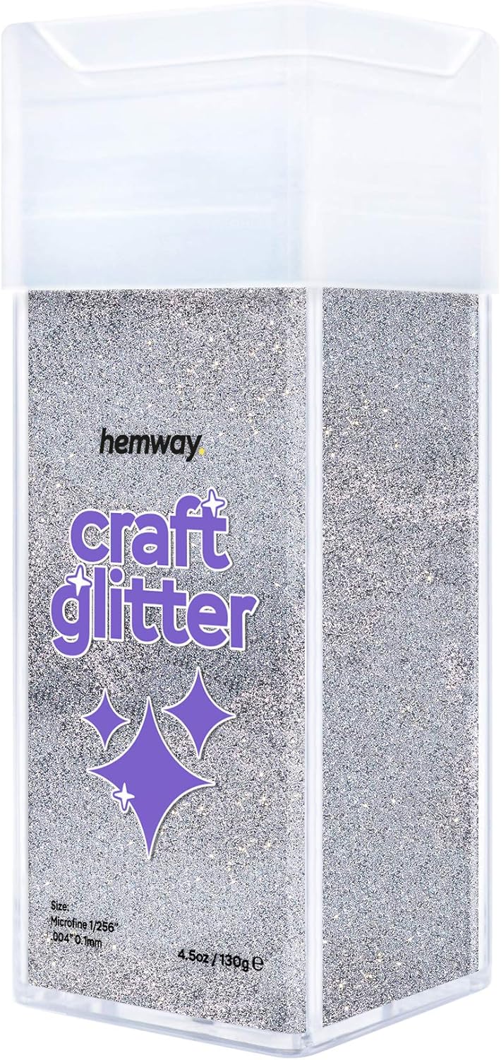 Hemway Glitter Shaker Silver 110g Microfine, Craft Glitter Shaker for Resin & Epoxy Crafts, Christmas Art Supplies, Nail