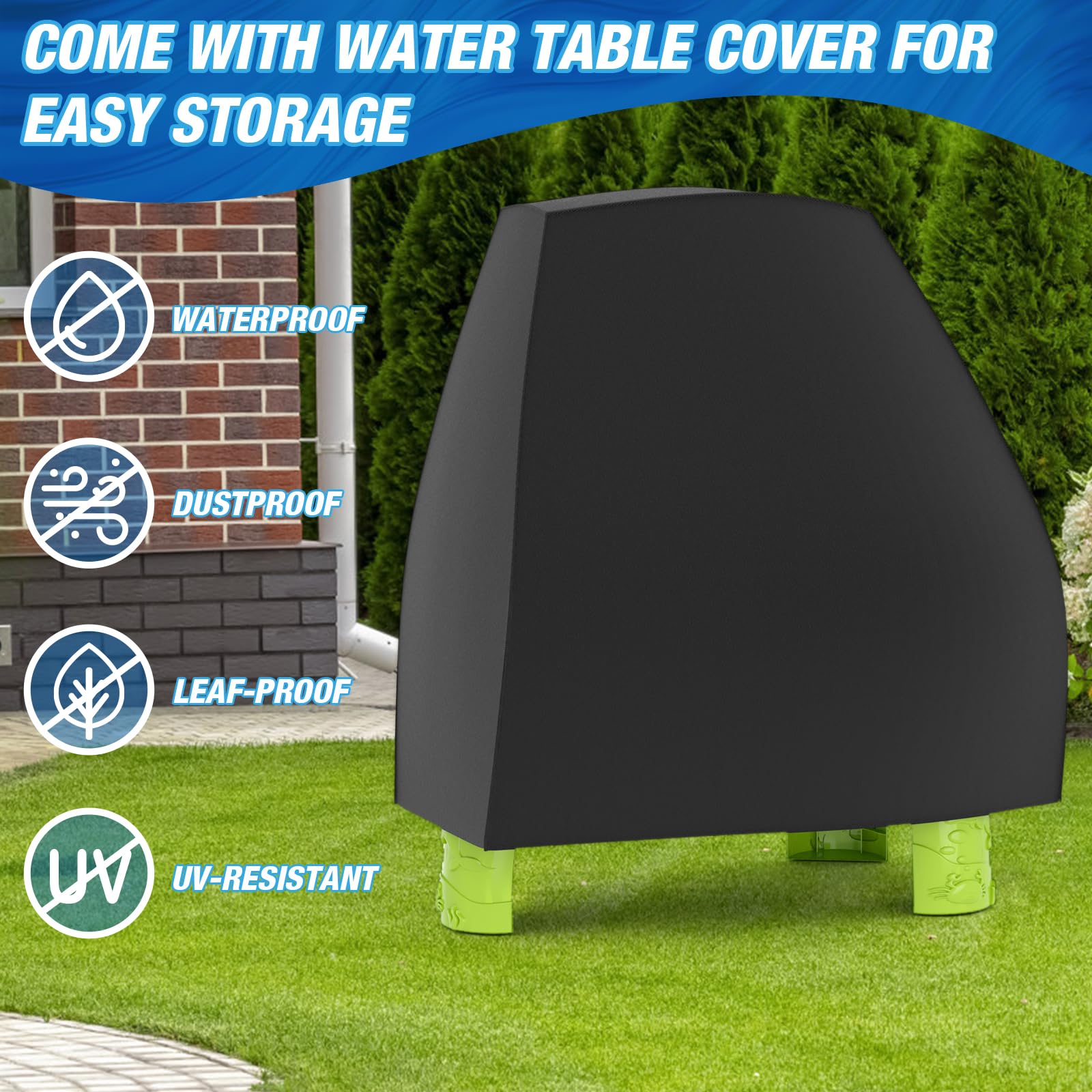 HYES 3-Tier Water Table for Toddlers 3-5 With Umbrella, Pump, Cover - Rain Showers Splash Pond for Outdoor Beach, Activity Sensory Play for Boys Girls