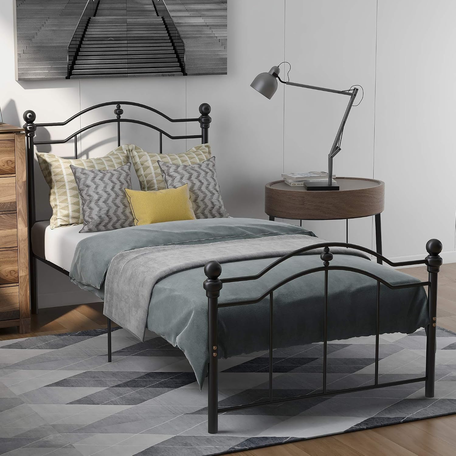 ModernLuxe Metallbett Bettgestell Metall Bettgestell mit 2 Kopfteil ...