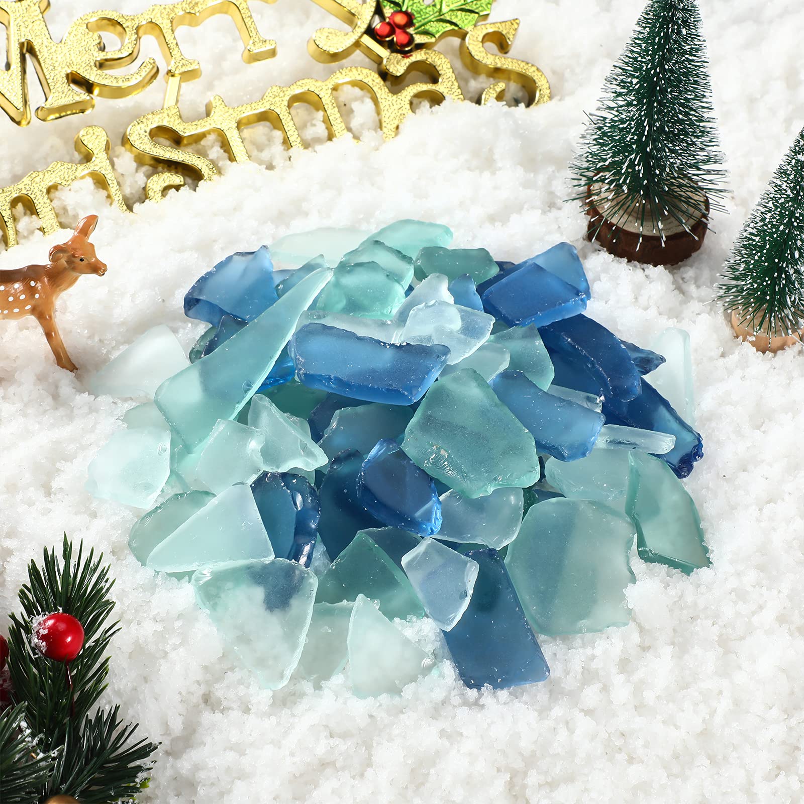 Jetec Sea Glass for Crafts Seaglass Pieces Decor Flat Frosted Sea Glass Vase Filler Crushed for Beach Wedding Party Decor Home Aquarium DIY Art Craft Supplies(Blue, White, Green)