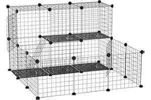 PawHut 31 Panels Pet Playpen, DIY Small Animal Playpen, Indoor Portable Pet Fence for Guinea Pigs, Bunny, Rabbits, Hamsters, 