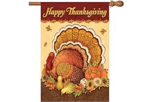 Akeydeco Thanksgiving Flag,Thanksgiving Day Double-Sided Burlap Garden Flag 28 x 40 inches Thick Burlap Fabric Best for Day Decoration