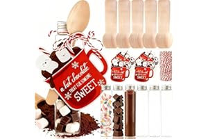 Vesici 50 Sets Christmas Hot Chocolate Test Tubes Chocolate Party Favors 3.7 oz Hot Cocoa Test Tubes with Wood Spoons, Bar Tag and Rope for Marshmallow Candy Xmas Party Gifts Stocking Stuffers