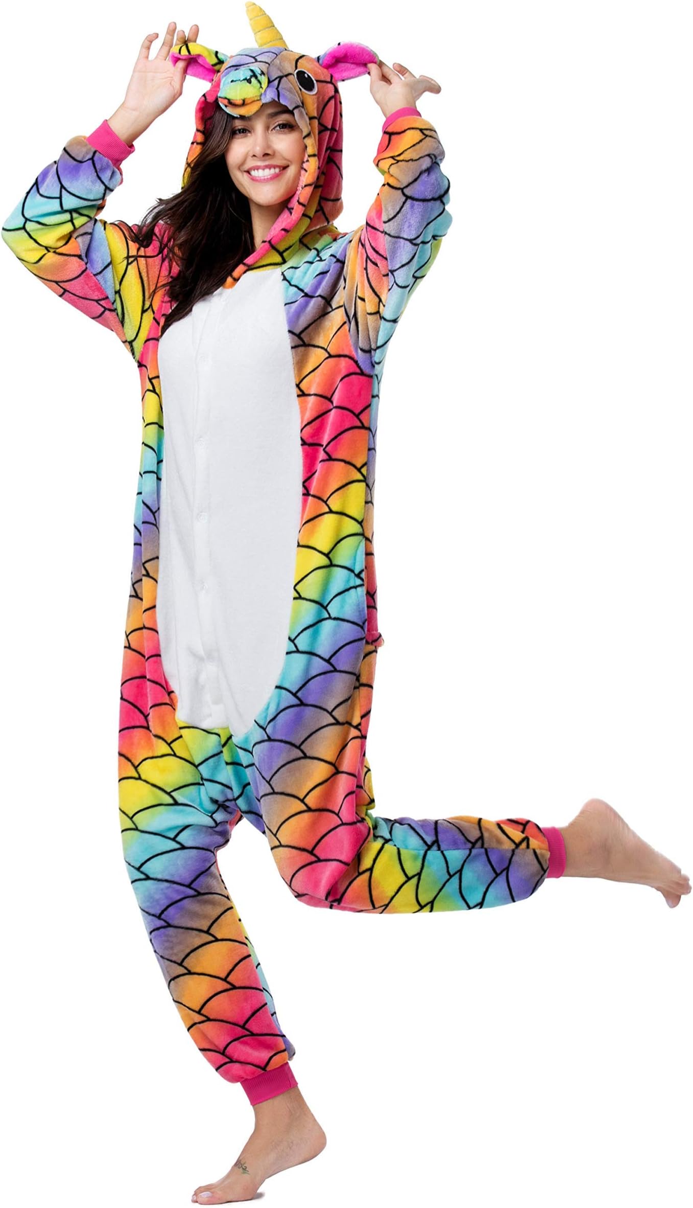 RONGTAI Adults Unisex Animal Flannel Unicorn Onesie Pajamas Cosplay Costume