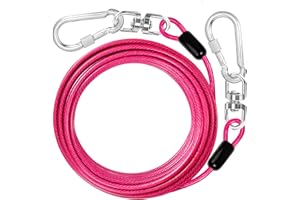 jenico Dog Tie Out Cable: 10 ft Dog Lead for Yard - Heavy Duty Chain Leash Outside for Small Large Dogs Up to 500 lbs - Outdoor Dog Runner Tether