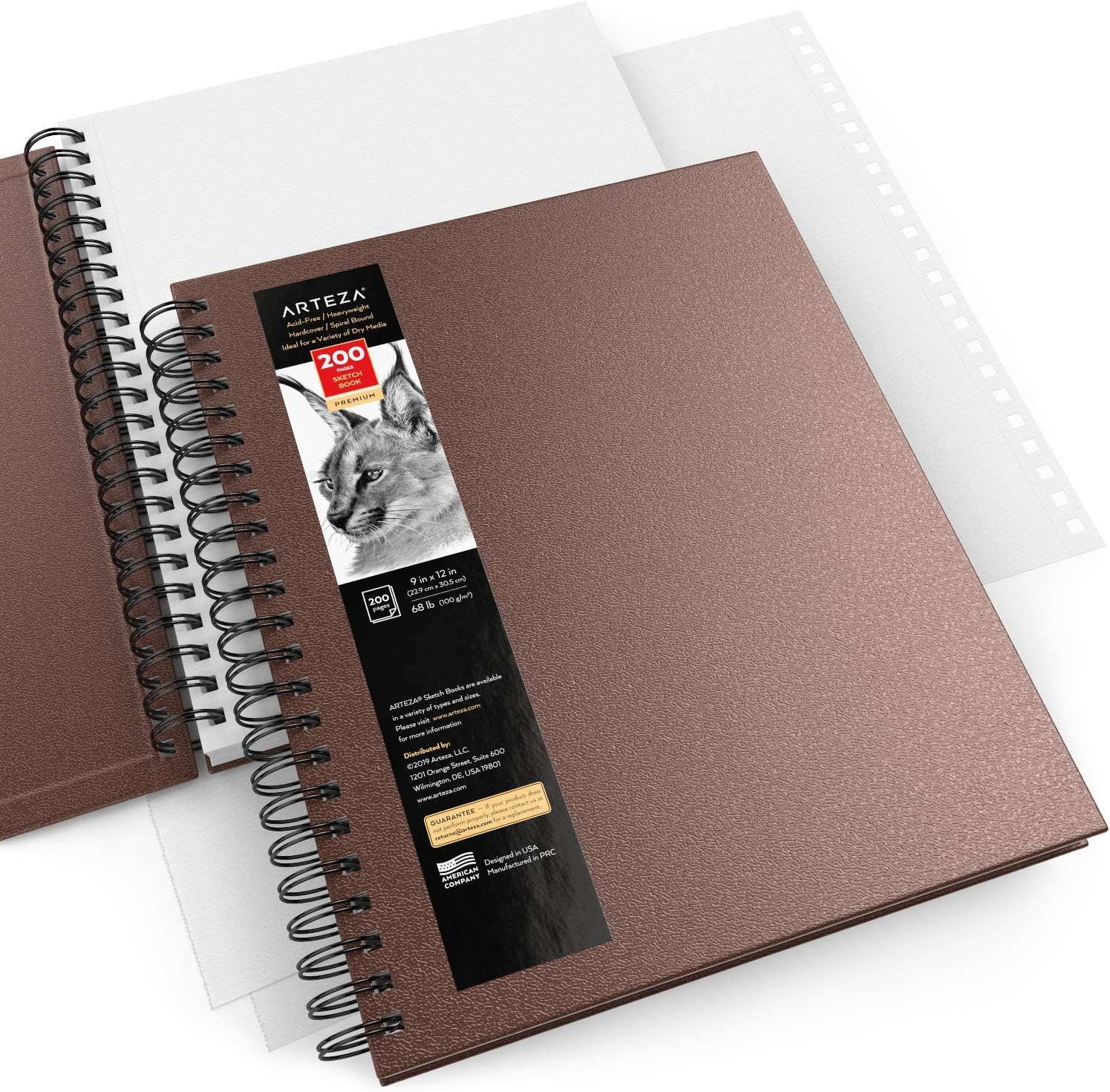 Arteza Sketch Book, 22.9 x 30.5cm, 2-Pack, Brown Drawing Pad, 200 Sheets Total, 100 GSM, Hardcover Sketchbook, Spiral-Bound - Image 5