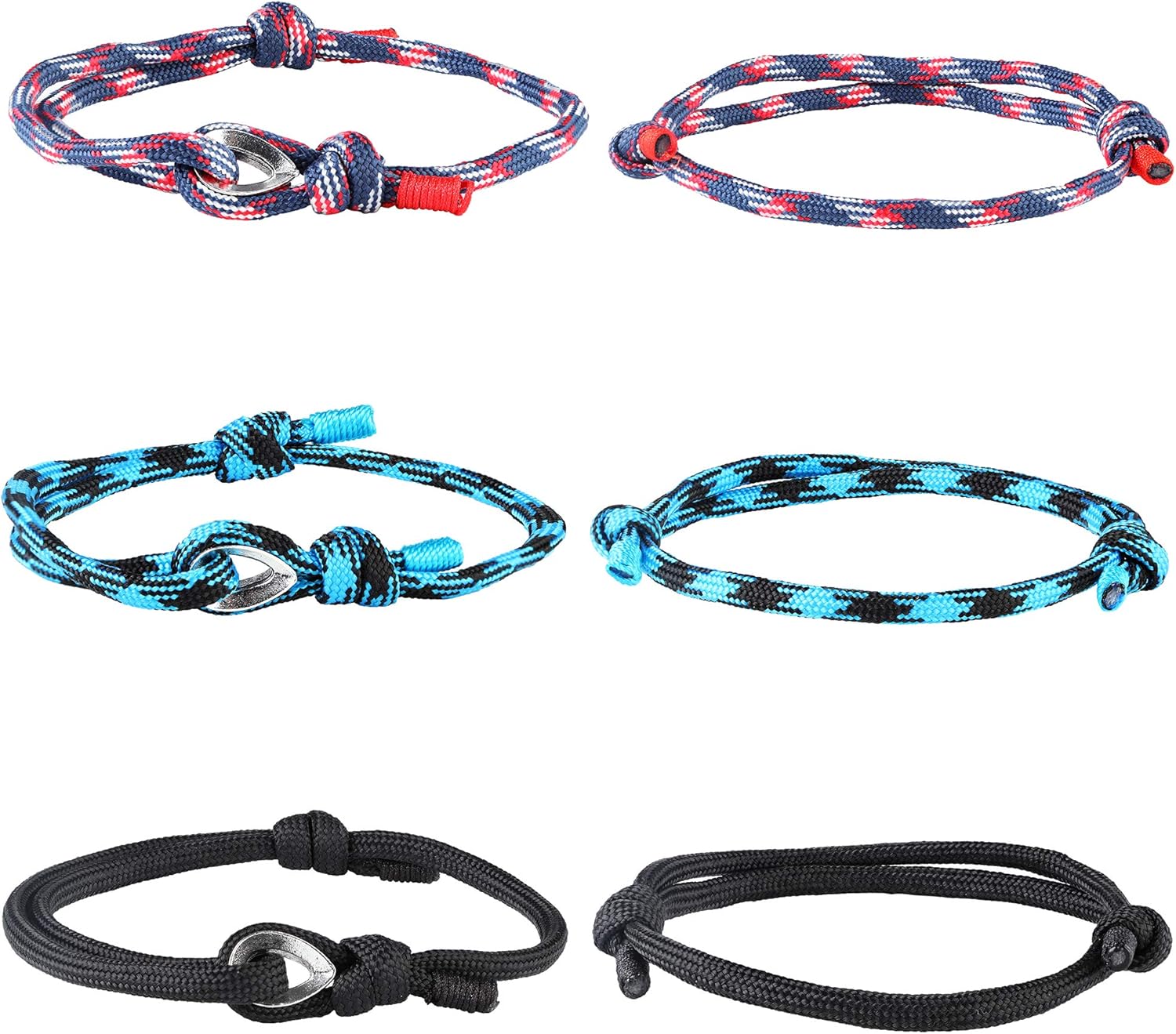Hanpabum 6Pcs Handmade Braided Nautical Bracelets for Men
