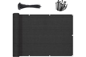 SUNNY GUARD 3'x10' Black Balcony Privacy Screen Fence, Apartments Railing Heavy Duty Wind Screen for Outdoor,Backyard,Patio,Deck Privacy（We Make Custom Sizes）