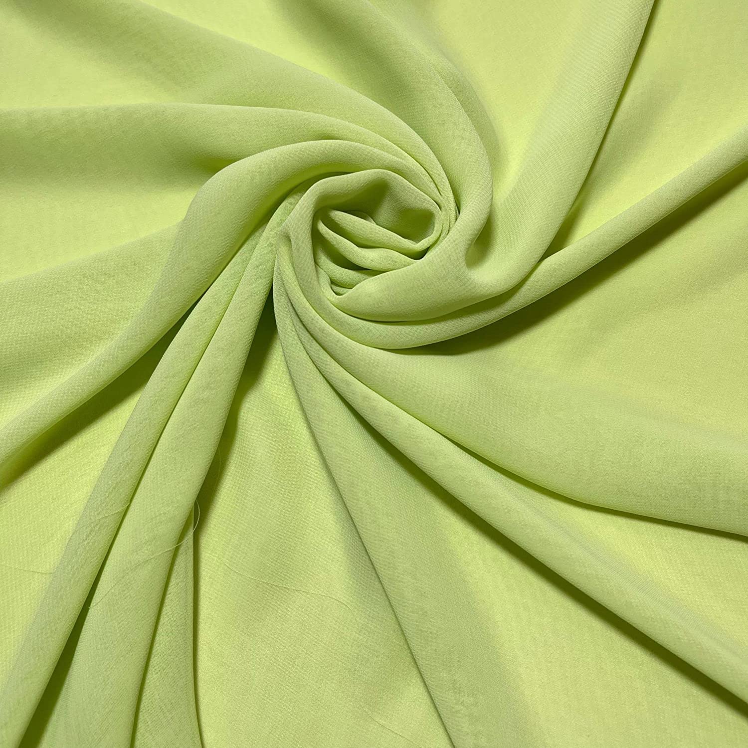 Clearance Chiffon Sheer Fabric Plain Soft Polyester Wedding Arch Dress Craft Material 44" - 112 cm Wide Sold As Pre - Cut Lengths (2 Meter, Lime)