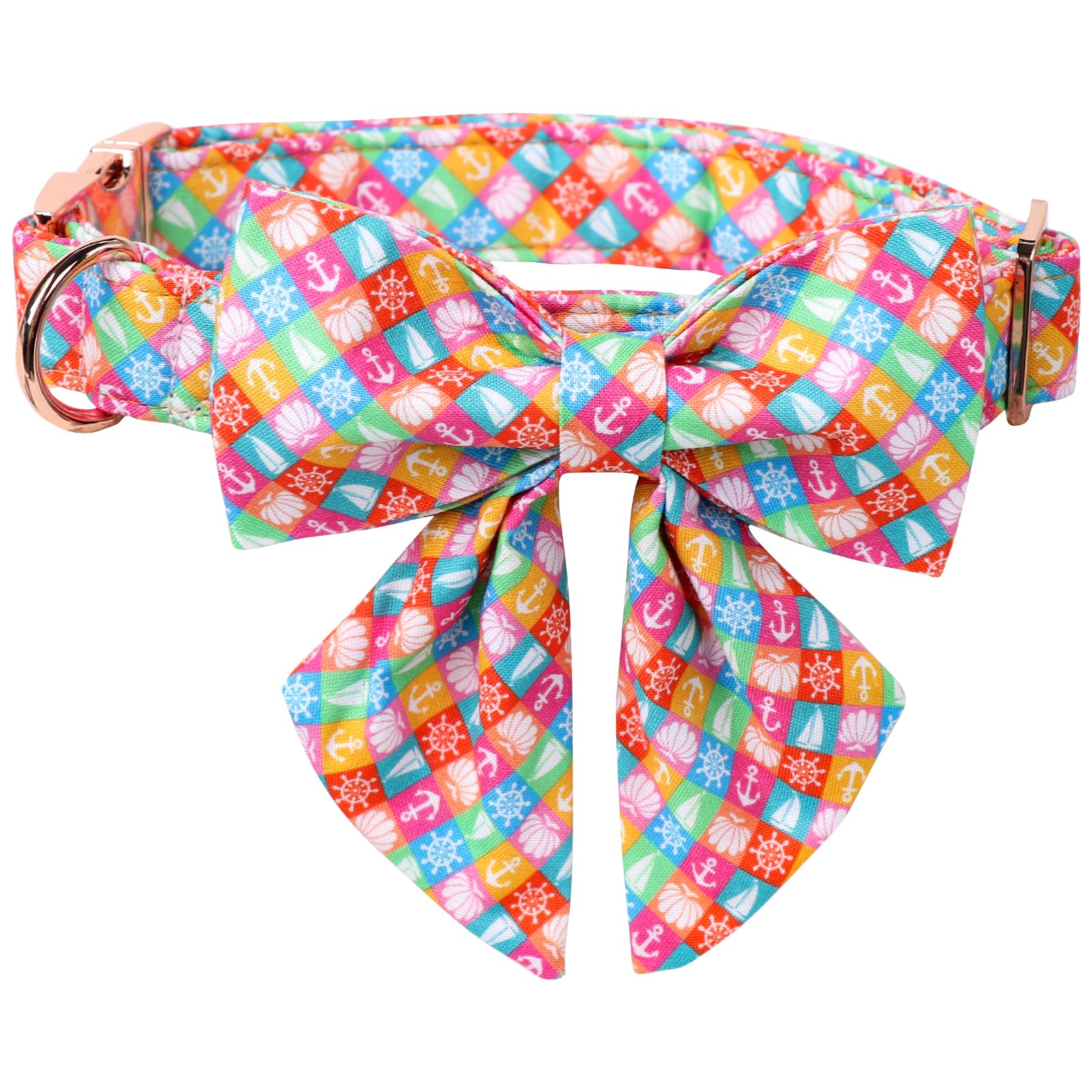 Lionet Paws Design Dogs Collar Cute Summer Sailor Bow Dog Collars for Girl Female Small Medium Dogs With Colorful Sailboat S — image 1