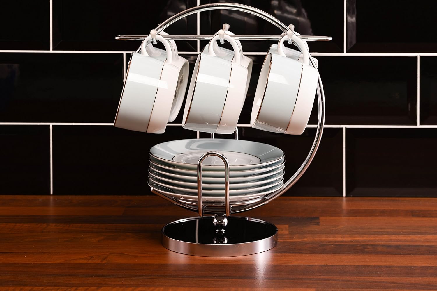 Babavoom Stainless Steel Chrome Mug Tree Holder Stand Organizer Rack