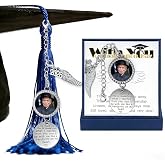 2026 Graduation Tassel Photo Charm Graduation Memorial Tassel Charm Photo Fram with in Loving Memory Card 2026 Graduation Gifts Personalized Memorial Tassel with Angel Wings (Silver)