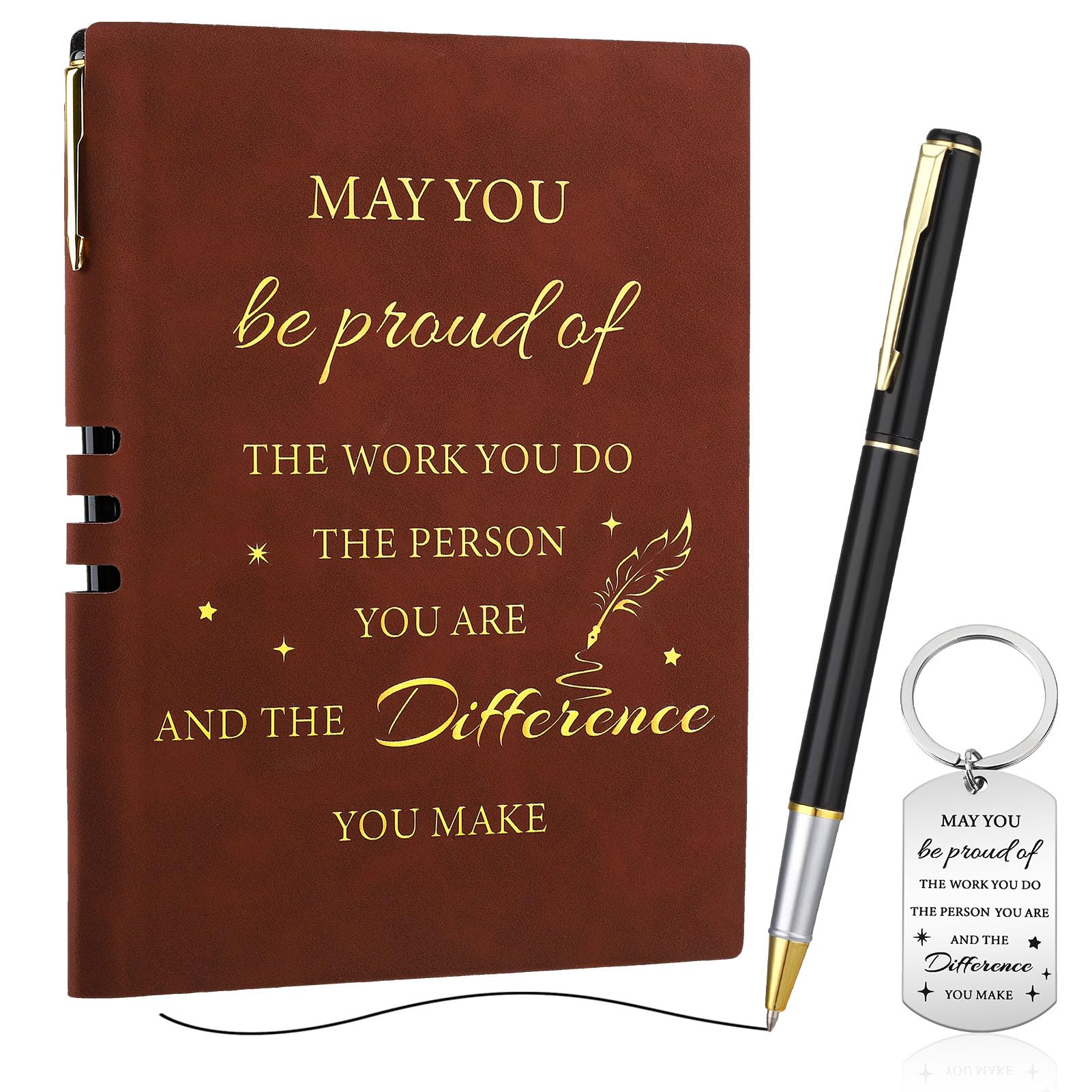 Candcamp Thank You Gift Leaving Gifts for Colleagues Women Men A5 Inspirational Notebook and Pen Set Appreciation Brown Journal New Job Congratulations Presents for Employee Volunteer Teacher