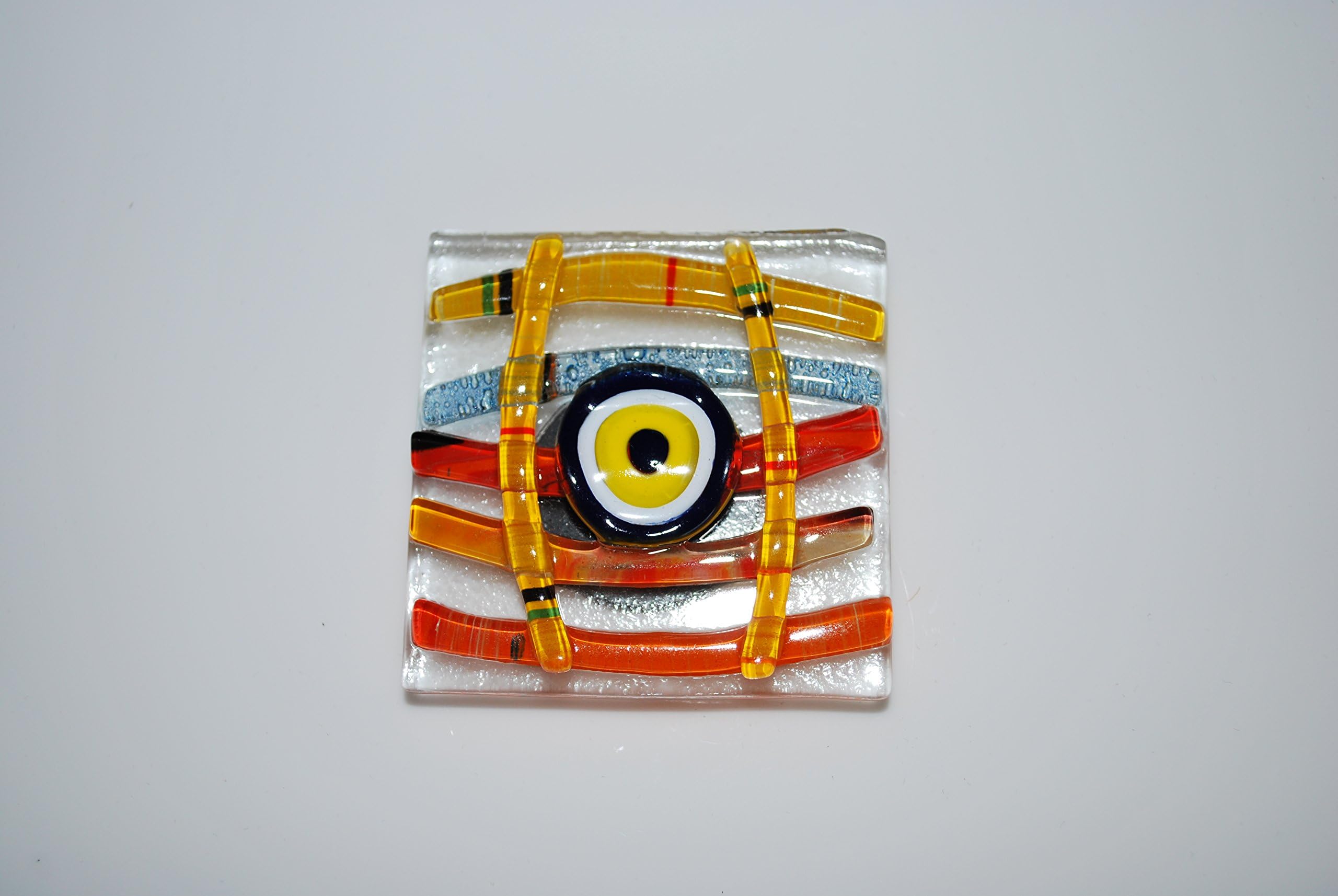 Evil Eye Design Handmade Fused Glass Multi-Color Magnet Decor Gifts