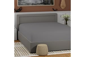 Dark Gray 100% Cotton Fitted Sheet Queen Size, Cool & Crisp Percale Weave Queen Bed Sheets Fitted Only, Highly Breathable & Comfortable, Deep Pocket Queen Sheets Fitted Dark Gray by Color Sense