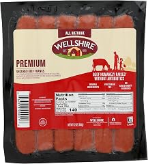 Wellshire Farms, Beef Hot Dog Premium Franks, 12 Ounce
