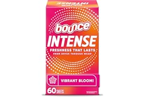 Bounce Intense Dryer Sheets, Vibrant Bloom, 60 Count, Scent Boosting Dryer Sheet