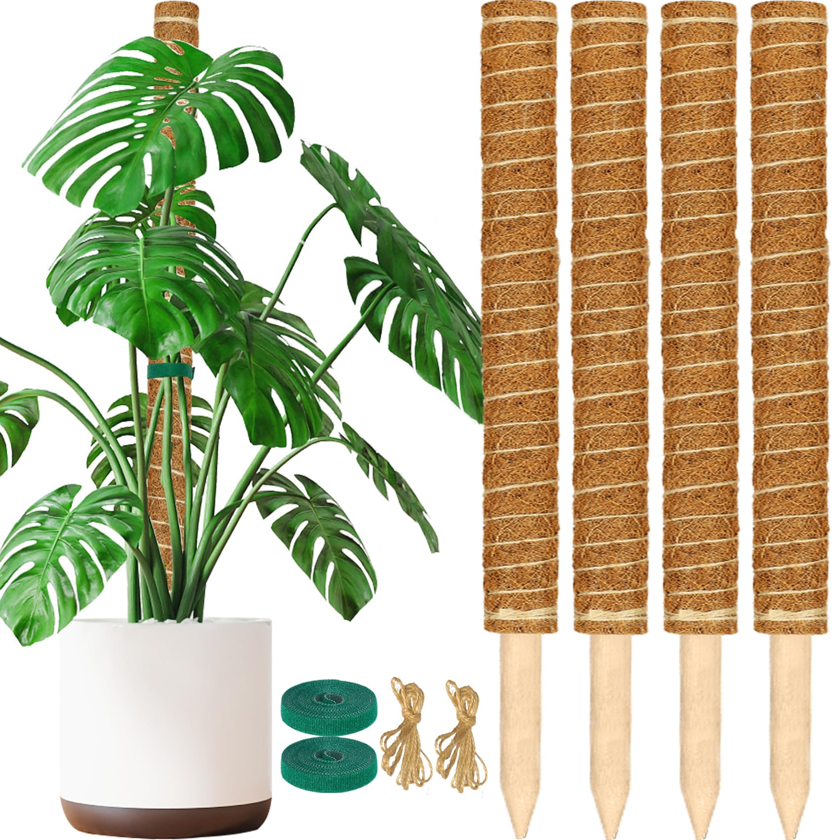 Photo 1 of **Only Two**ALENEY Moss Pole, 4 Pack 17inch Monstera Plant Support Stackable Moss Poles for Plants, Coir Totem Pole Tall Moss Pole for Climbing Plants, Sphagnum, Indoor Potted Plants - Can Stacked Up to 56’’