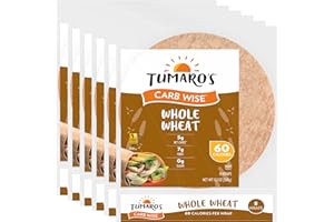 Tumaro's Whole Wheat Carb Wise Wraps - Low Carb - Keto Friendly Sandwich & Burrito Tortillas - Healthy Vegetarian Alternative - 8 Count (Pack of 6)