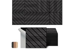 WoveN SounD Artisan Acoustic Wall Panels, Black Oak, 12x12 Inch, 16 Pack, Twill Pattern |Wood Veneer|Adhesive|Sound Absorbing