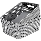MaxGear Organization and Storage 3 Packs, Plastic Storage Bins Organizer Bins, Woven Baskets for Storage, Plastic Baskets wit