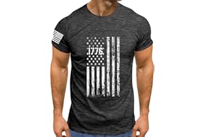 GENERIC Independence Day Shirt Round Neck Short Sleeve Workout USA Flag Shirts Tee Shirts Mens Pack 2xlt USA Distressed Flag
