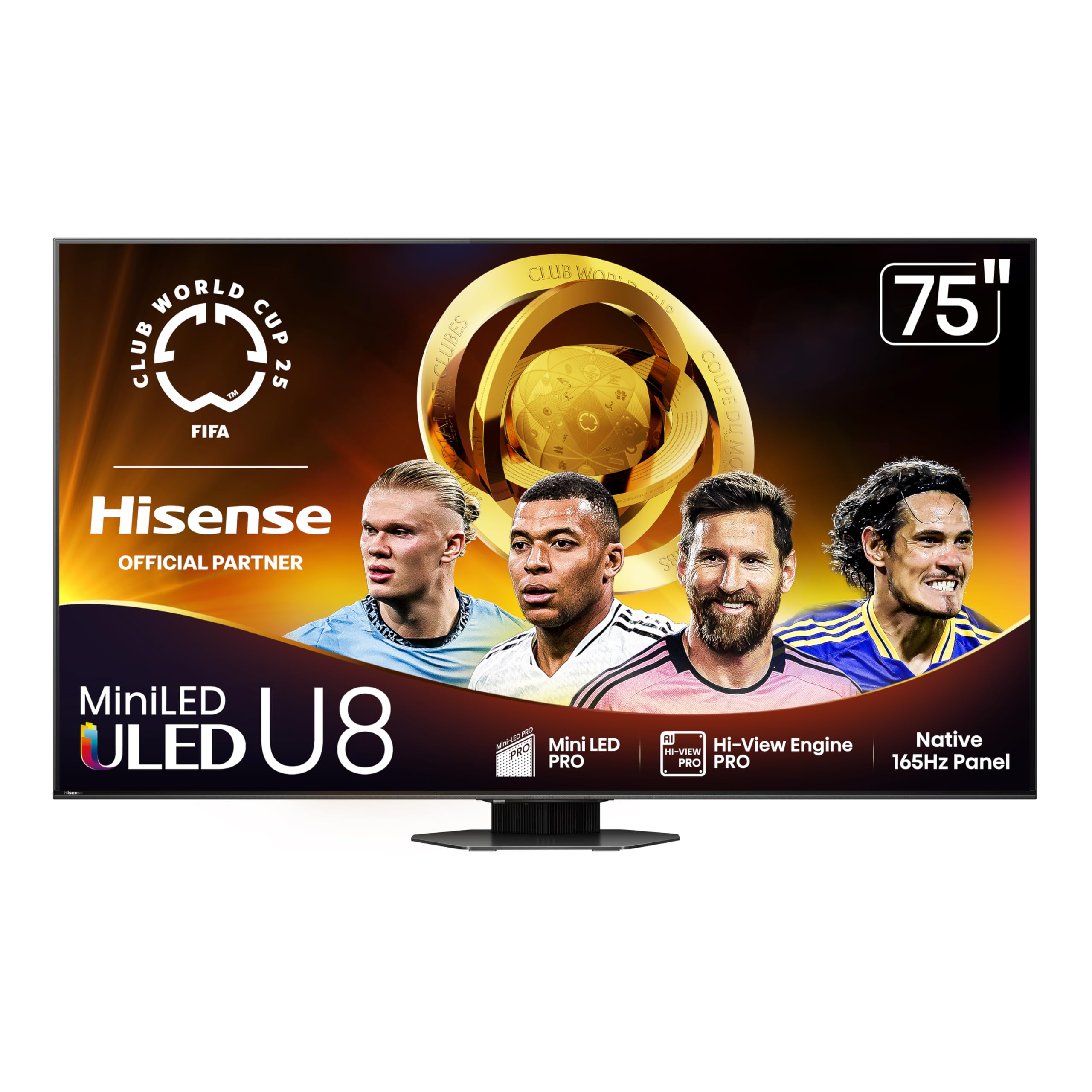 Photo 1 of Hisense 75" Class U8 Mini-LED ULED 4K UHD Google Smart TV (75U8QG, 2025 Model) - QLED, Native 165Hz, VRR 288, Up to LD5600, 5000 Nits, HDR10+, Dolby Vision IQ · Atmos, IMAX Enhanced, 4.1.2 Ch Audio