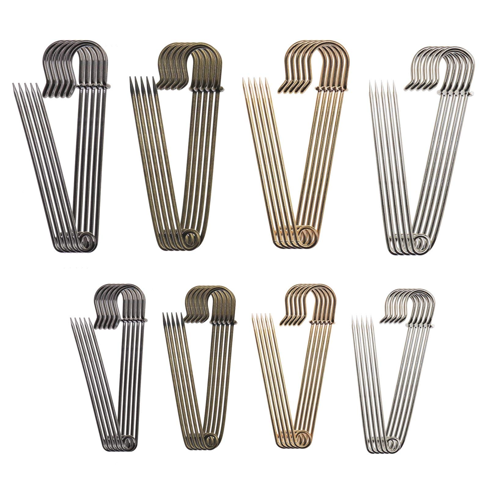 Create idea 40 Pcs Safety Pins Set Silver Bronze Golden Black 4 Color Large Strong Metal Safety Pins Kit 2 Inch & 3 Inch For Blankets Skirts Kilts Crafts