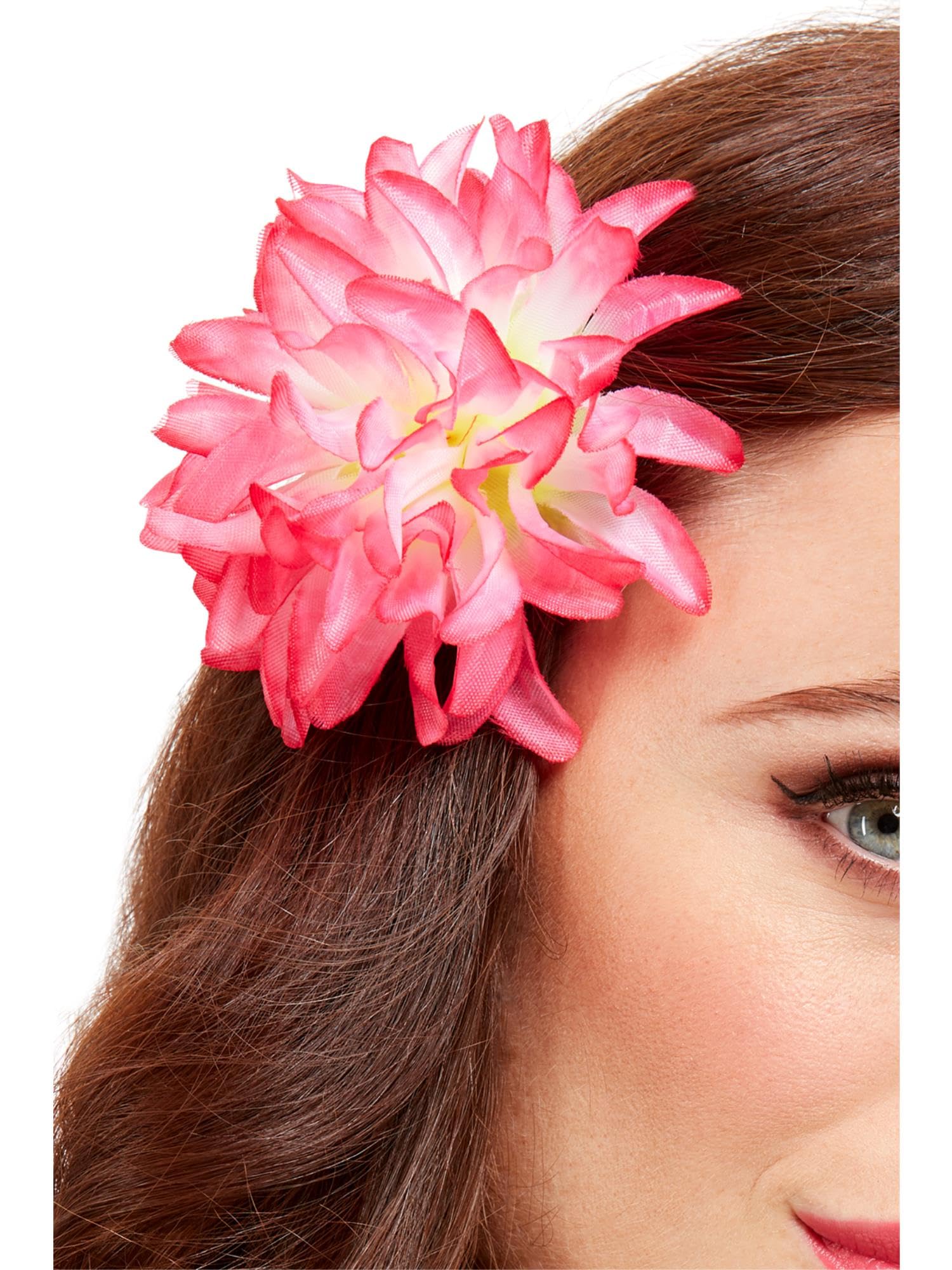 Smiffys Tropical Hawaiian Flower Hair Clip, Pink , Hawaiian Luau Fancy Dress, Hawaiian Dress Up Accessories