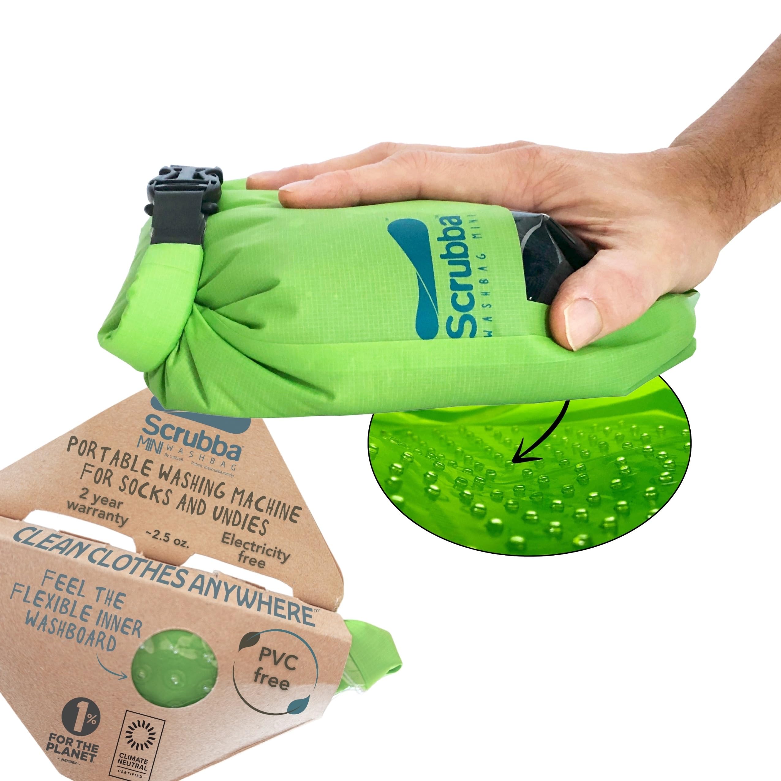 Scrubba Wash Bag MINI Ultra-Compact Washing Machine - Ideal for Travel, Camping & Hiking | Portable Washer & Dry Bag, 50% smaller than original Scrubba