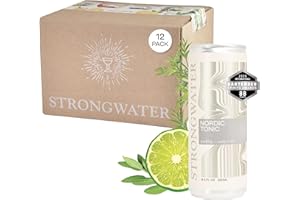 Strongwater Sparkling Nordic Tonic Water - 12 Pack Cans (8.4 Fl Oz Each) - Premium Mixer Made with Quinine, Rocky Mountain Water & Botanicals - Real Cane Sugar, No Artificial Flavors
