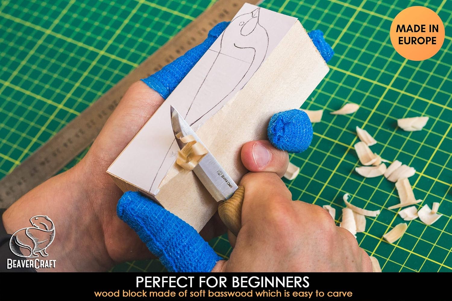 BeaverCraft Comfort Bird DIY Complete Starter Whittling Knife Kit for