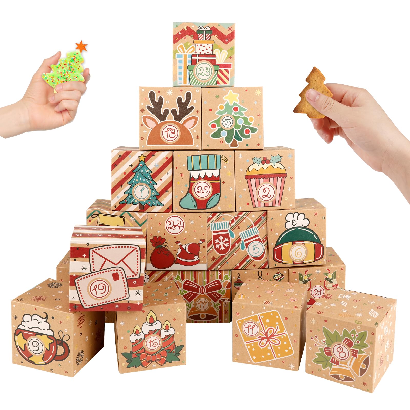ONESING 24 Pcs DIY Christmas Advent Calendar Boxes