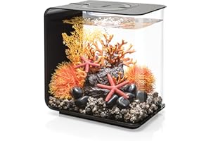 biOrb Flow 15 Acrylic 4-Gallon Aquarium with White LED Lights Modern Compact Tank for Tabletop or Desktop Display, Black
